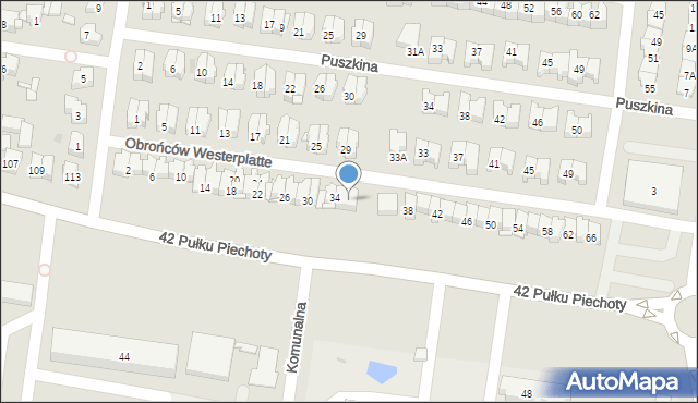 Białystok, Obrońców Westerplatte, 36, mapa Białegostoku
