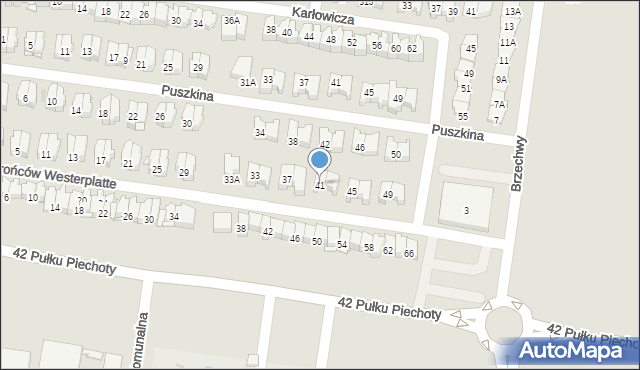 Białystok, Obrońców Westerplatte, 41, mapa Białegostoku