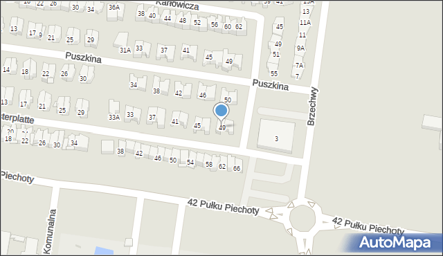 Białystok, Obrońców Westerplatte, 49, mapa Białegostoku