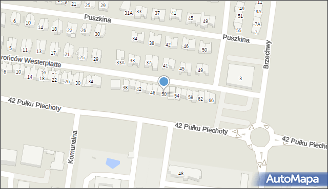Białystok, Obrońców Westerplatte, 50, mapa Białegostoku