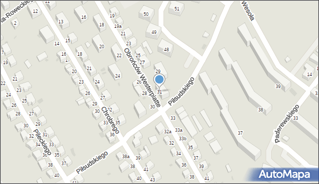 Bielawa, Obrońców Westerplatte, 31, mapa Bielawa