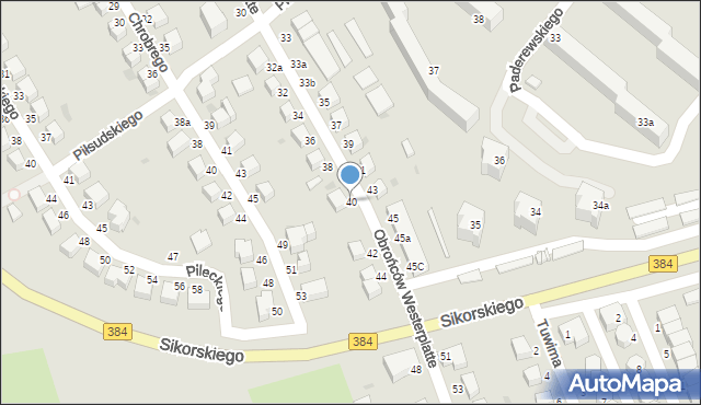Bielawa, Obrońców Westerplatte, 40, mapa Bielawa
