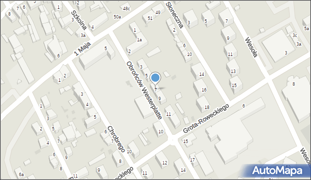 Bielawa, Obrońców Westerplatte, 7, mapa Bielawa