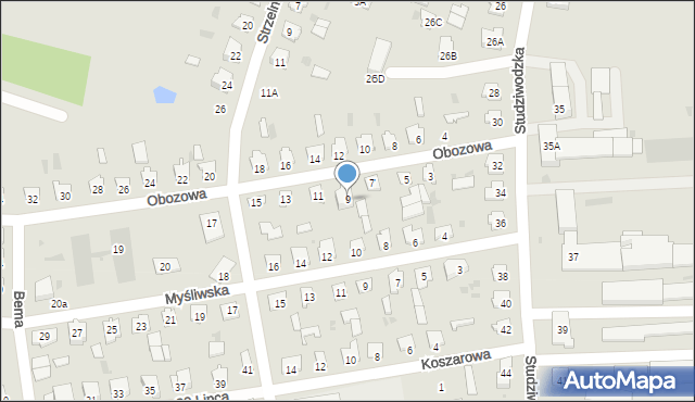 Bielsk Podlaski, Obozowa, 9, mapa Bielsk Podlaski