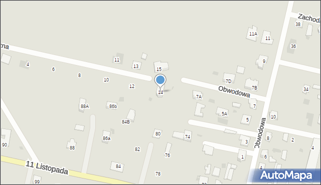 Bielsk Podlaski, Obwodowa, 14, mapa Bielsk Podlaski