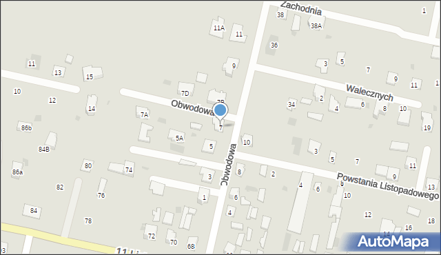 Bielsk Podlaski, Obwodowa, 7, mapa Bielsk Podlaski