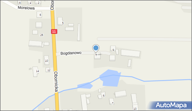 Bogdanowo, Obornicka, 7, mapa Bogdanowo