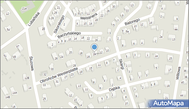 Bolesławiec, Obrońców Westerplatte, 14, mapa Bolesławca