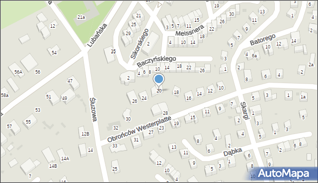 Bolesławiec, Obrońców Westerplatte, 20, mapa Bolesławca