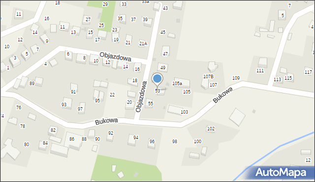 Brenna, Objazdowa, 53, mapa Brenna