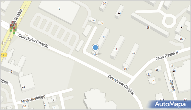 Chojnice, Obrońców Chojnic, 9A, mapa Chojnic