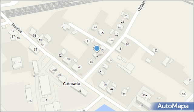 Chybie, Objazdowa, 1, mapa Chybie