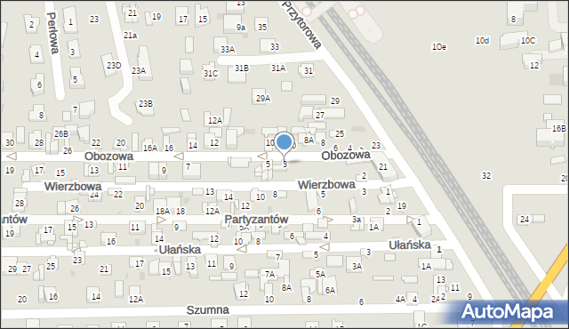 Ciechanów, Obozowa, 3, mapa Ciechanów