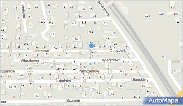 Ciechanów, Obozowa, 5a, mapa Ciechanów