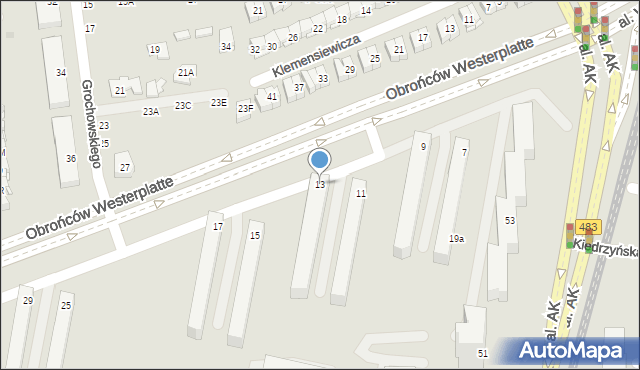 Częstochowa, Obrońców Westerplatte, 13, mapa Częstochowy
