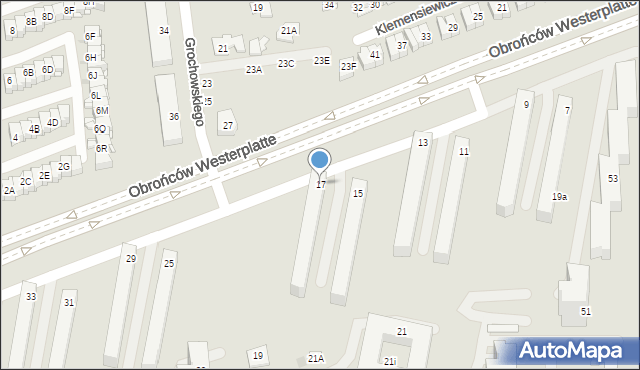 Częstochowa, Obrońców Westerplatte, 17, mapa Częstochowy