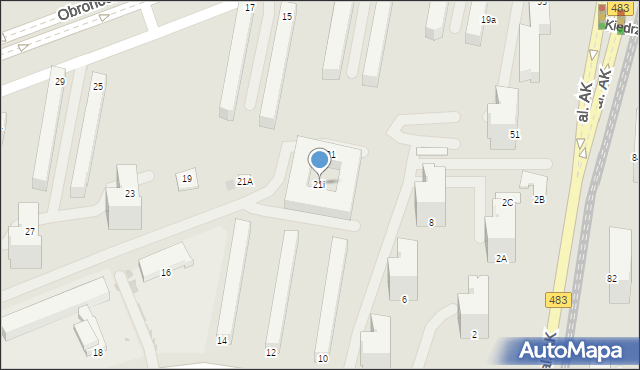 Częstochowa, Obrońców Westerplatte, 21i, mapa Częstochowy