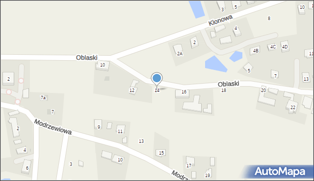 Drogomyśl, Oblaski, 14, mapa Drogomyśl