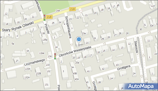 Gdańsk, Obrońców Westerplatte, 22, mapa Gdańska