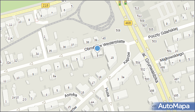 Gdańsk, Obrońców Westerplatte, 3, mapa Gdańska