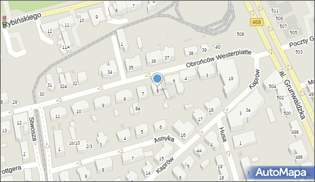 Gdańsk, Obrońców Westerplatte, 6, mapa Gdańska