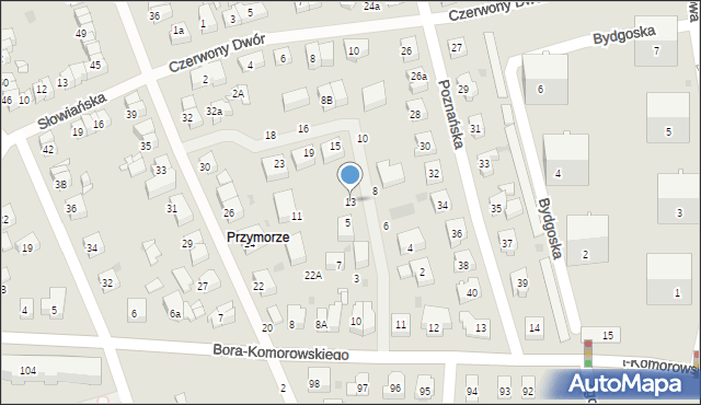 Gdańsk, Obotrycka, 13, mapa Gdańska