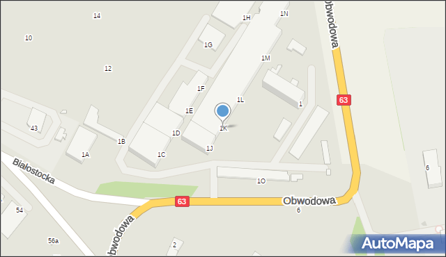 Giżycko, Obwodowa, 1K, mapa Giżycko