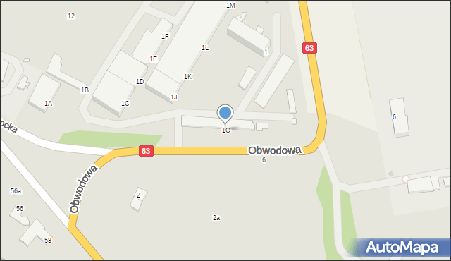 Giżycko, Obwodowa, 1O, mapa Giżycko