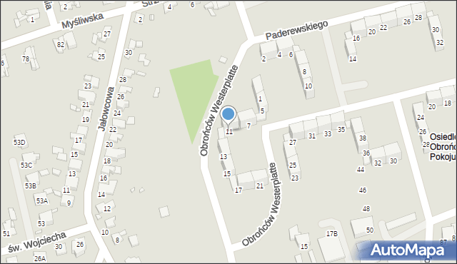 Gliwice, Obrońców Westerplatte, 11, mapa Gliwic