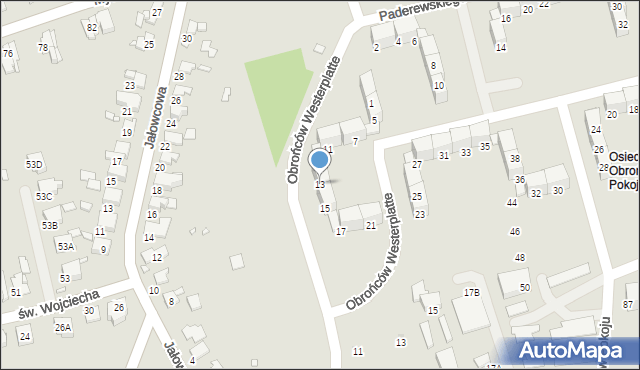 Gliwice, Obrońców Westerplatte, 13, mapa Gliwic