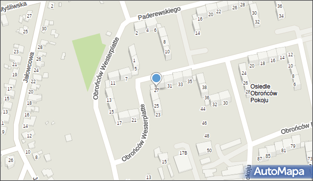 Gliwice, Obrońców Westerplatte, 27, mapa Gliwic