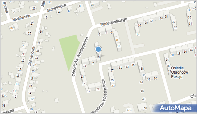 Gliwice, Obrońców Westerplatte, 5, mapa Gliwic