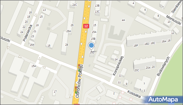 Głogów, Obrońców Pokoju, 15D, mapa Głogów