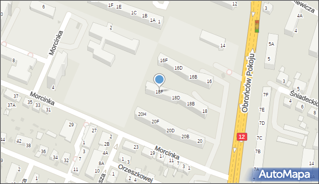Głogów, Obrońców Pokoju, 18F, mapa Głogów