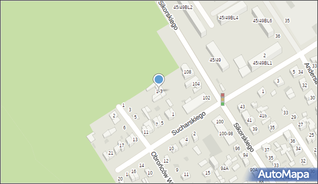 Głowno, Obrońców Westerplatte, 1-3, mapa Głowno