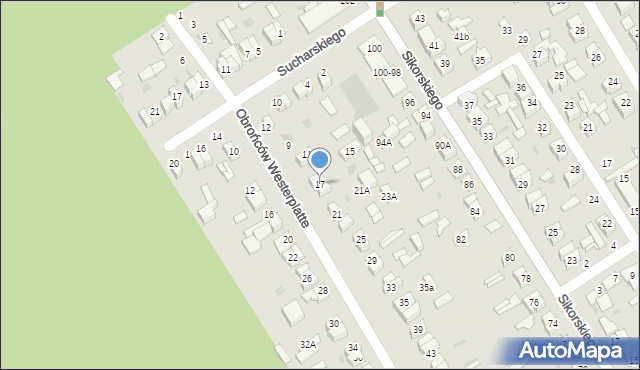 Głowno, Obrońców Westerplatte, 17, mapa Głowno