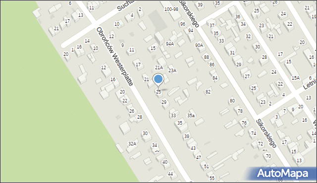 Głowno, Obrońców Westerplatte, 25, mapa Głowno