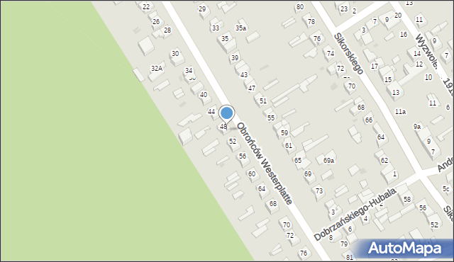 Głowno, Obrońców Westerplatte, 50, mapa Głowno