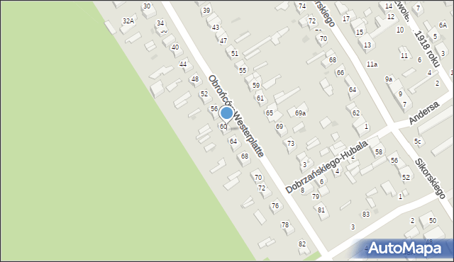 Głowno, Obrońców Westerplatte, 62, mapa Głowno