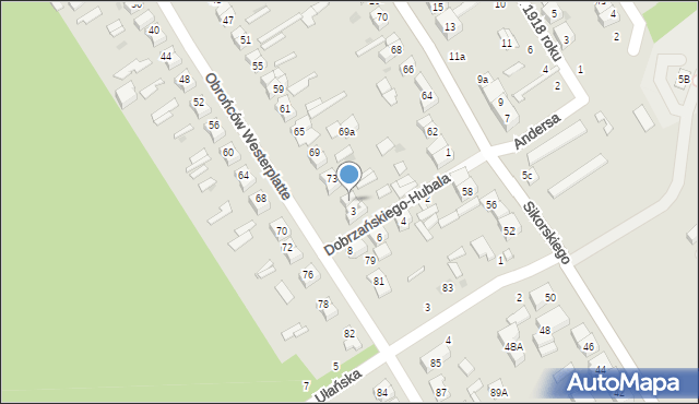 Głowno, Obrońców Westerplatte, 77, mapa Głowno