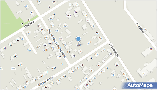 Głowno, Obrońców Westerplatte, 99B, mapa Głowno