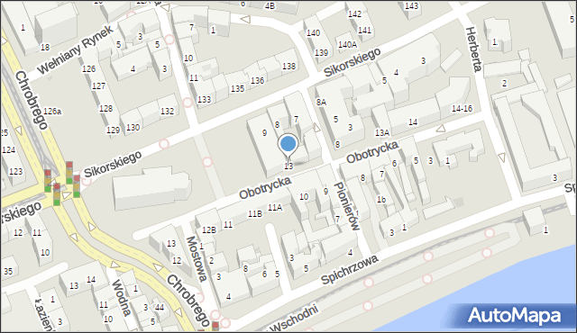 Gorzów Wielkopolski, Obotrycka, 13, mapa Gorzów Wielkopolski