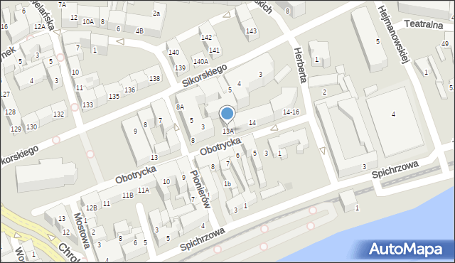 Gorzów Wielkopolski, Obotrycka, 13A, mapa Gorzów Wielkopolski