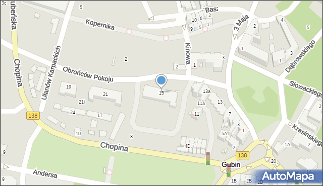 Gubin, Obrońców Pokoju, 15, mapa Gubin