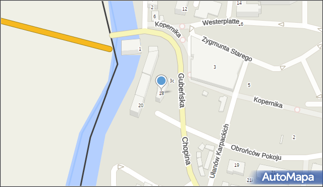 Gubin, Obrońców Pokoju, 18, mapa Gubin