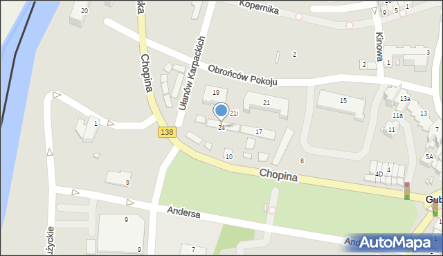 Gubin, Obrońców Pokoju, 24, mapa Gubin