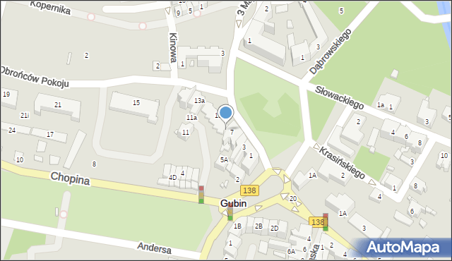 Gubin, Obrońców Pokoju, 9, mapa Gubin