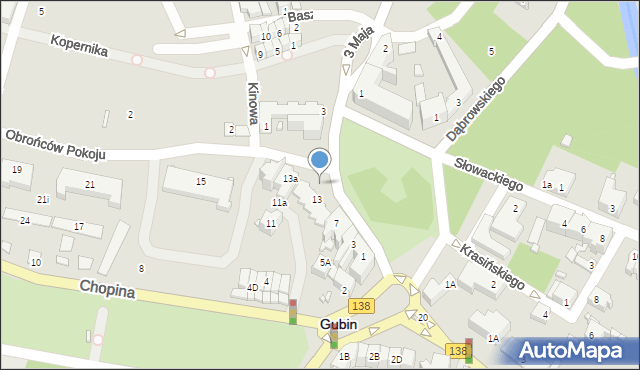 Gubin, Obrońców Pokoju, 9c, mapa Gubin