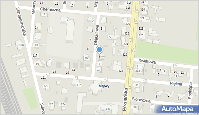 Inowrocław, Objazdowa, 9, mapa Inowrocławia