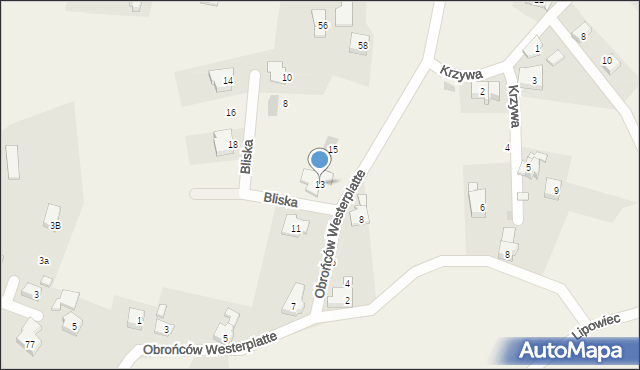 Jawiszowice, Obrońców Westerplatte, 13, mapa Jawiszowice